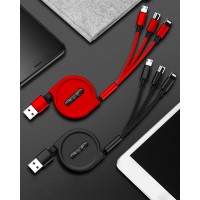 3in1 巻き取り式充電ケーブル：3A急速充電できる　テレワーク　送料無料