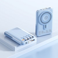 モバイルバッテリー ワイヤレス充電 20000mAh大容量 iPhone ケーブル内蔵・6台同時に充電