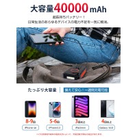 【防災グッズ】モバイルバッテリー ソーラー 手回し 大容量 40000mAh ワイヤレス充電 4枚ソーラーパネル チャージャー 災害用バッテリー