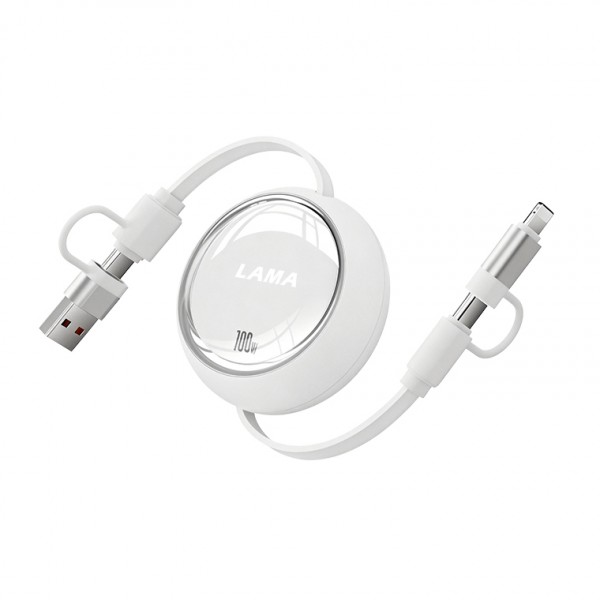 【PD100W&Type-C/USB対応】充電ケーブル タイプC 急速充電 1m タイプc to c 2026最新 巻き取り式 4in1 充電ケーブル iPhone充電 データ転送 