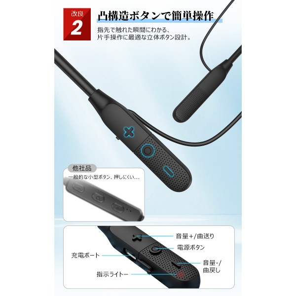 次世代ネックバンド型イヤホン イヤホン bluetooth 超軽量 30時間連続再生 ワイヤレスイヤホン bluetooth ブルートゥース