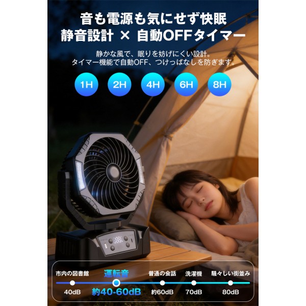 20000mAh大容量 充電式 扇風機卓上吊り下げサーキュレータコードレス充電式