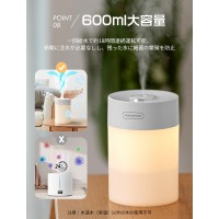 超音波加湿器 おしゃれ 小型 600ml 大容量 ライト付き 卓上加湿器 オフィス 車載 車用 寝居 クリスマス プレゼント 送料無料