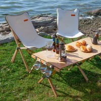 LivelyLife 天然欅製 キャンプチェア おしゃれ 軽量 折りたたみ チェア 収納袋付き アウトドアに最適