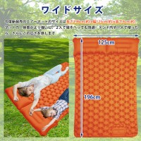 キャンプ・車中泊用枕付きエアーマット 2人用 折り畳み 足踏み式 送料無料