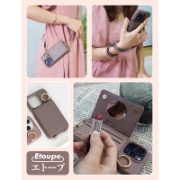 iPhone15 ケース ショルダー ストラップ カードポケット付き スマホケース おしゃれ