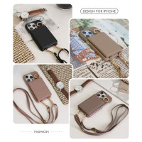 iPhone15 ケース ショルダー ストラップ カードポケット付き スマホケース おしゃれ