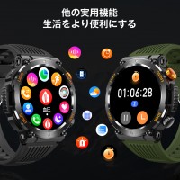 C68  丸型 スマートウォッチ メンズ 腕時計 アウトドア 通話機能付きの軍用規格スマートブレスレット