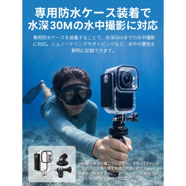 アクションカメラ ウェアラブルカメラ 4K 60fps 動画撮影 6軸 EIS手ブレ補正 Vlog 30M防水 水中撮影 130° 超広角レンズ 