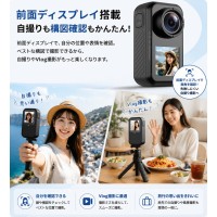 アクションカメラ ウェアラブルカメラ 4K 60fps 動画撮影 6軸 EIS手ブレ補正 Vlog 30M防水 水中撮影 130° 超広角レンズ 