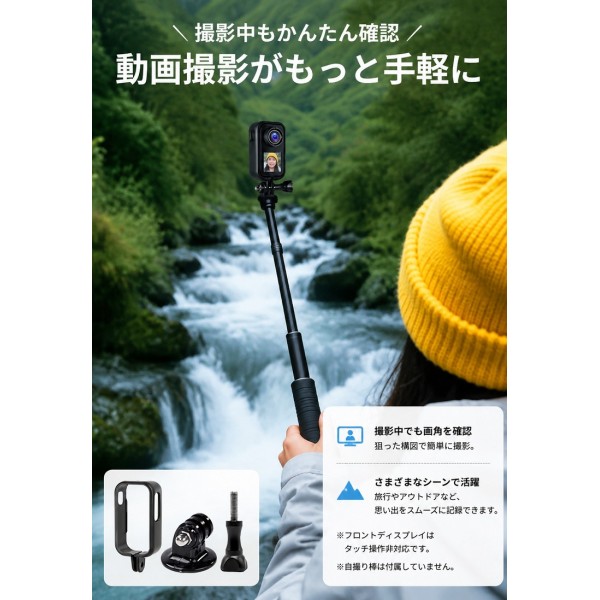 アクションカメラ ウェアラブルカメラ 4K 60fps 動画撮影 6軸 EIS手ブレ補正 Vlog 30M防水 水中撮影 130° 超広角レンズ 