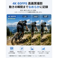 アクションカメラ ウェアラブルカメラ 4K 60fps 動画撮影 6軸 EIS手ブレ補正 Vlog 30M防水 水中撮影 130° 超広角レンズ 