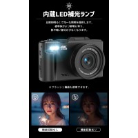 デジタルカメラ 180°回転自撮り 6400万画素 4K録画 トイカメラ vlog/YouTube/Webカメラ