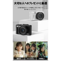 デジタルカメラ 180°回転自撮り 6400万画素 4K録画 トイカメラ vlog/YouTube/Webカメラ