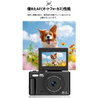 デジタルカメラ 180°回転自撮り 6400万画素 4K録画 トイカメラ vlog/YouTube/Webカメラ