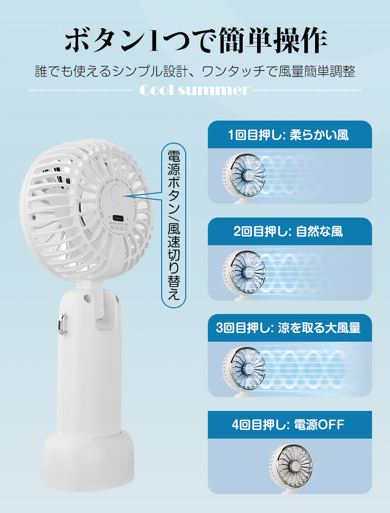 卓上扇風機USB省エネ低騒音3段階調節可能
