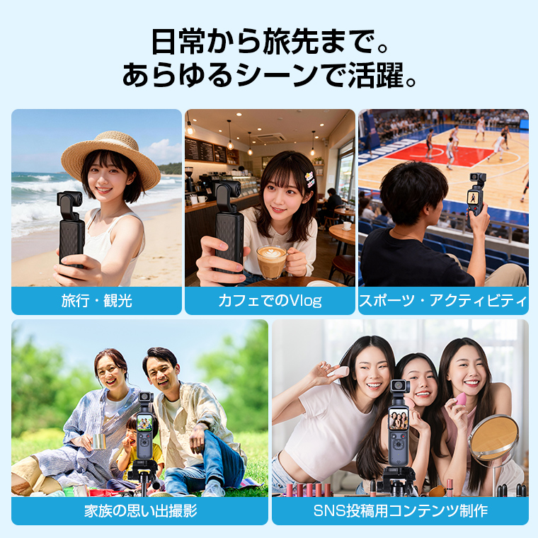  アクションカメラ vlogカメラ ポケットカメラ 旅行 カメラ 7500万画素 左右330°上下180° 4K録画 