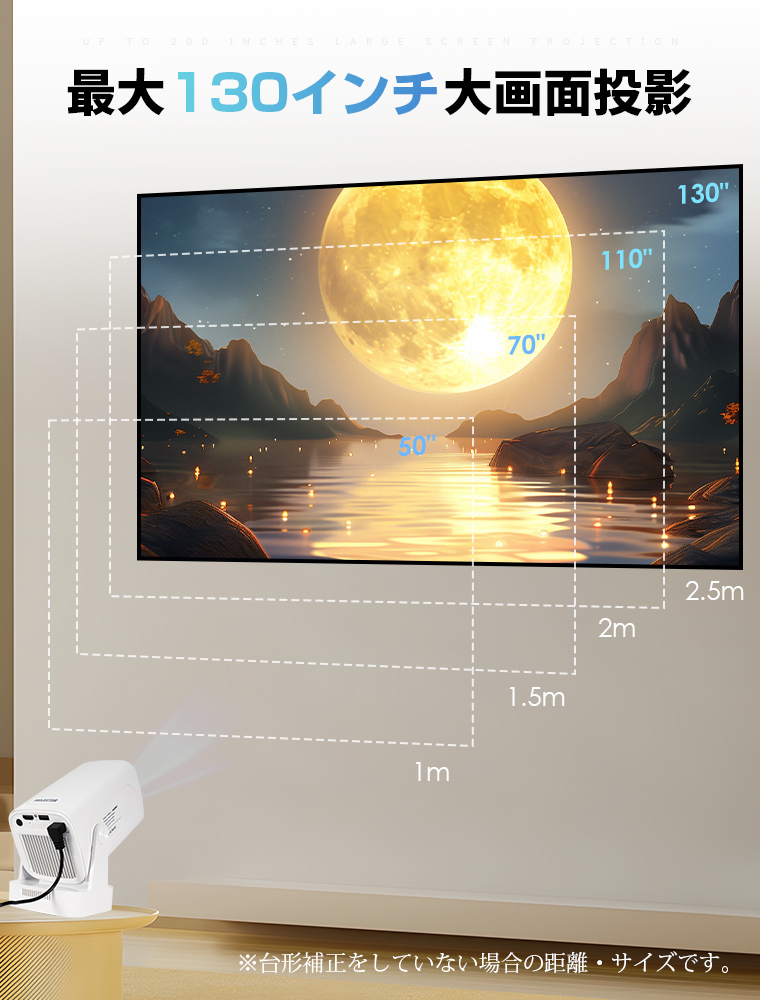 プロジェクター 自動フォーカス 小型 家庭用 4K対応 天井投影 オートフォーカス 18000ルーメン 自動台形補正