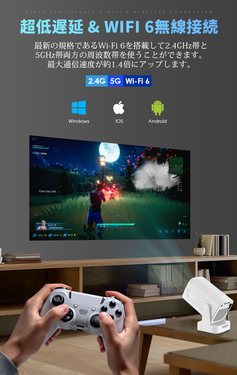 プロジェクター 自動フォーカス 小型 家庭用 4K対応 天井投影 オートフォーカス 18000ルーメン 自動台形補正